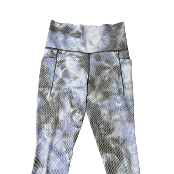 Athleta Cloud Blue and Grey Capri Stripe Side Pocket - Picture 4 of 8